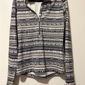 Nike Black and White Patterned Long Sleeved Quarter Zip Pullover